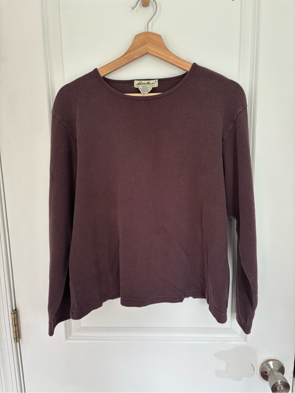 Vintage Eddie Bauer Plum Waffle Knit Crew Neck L